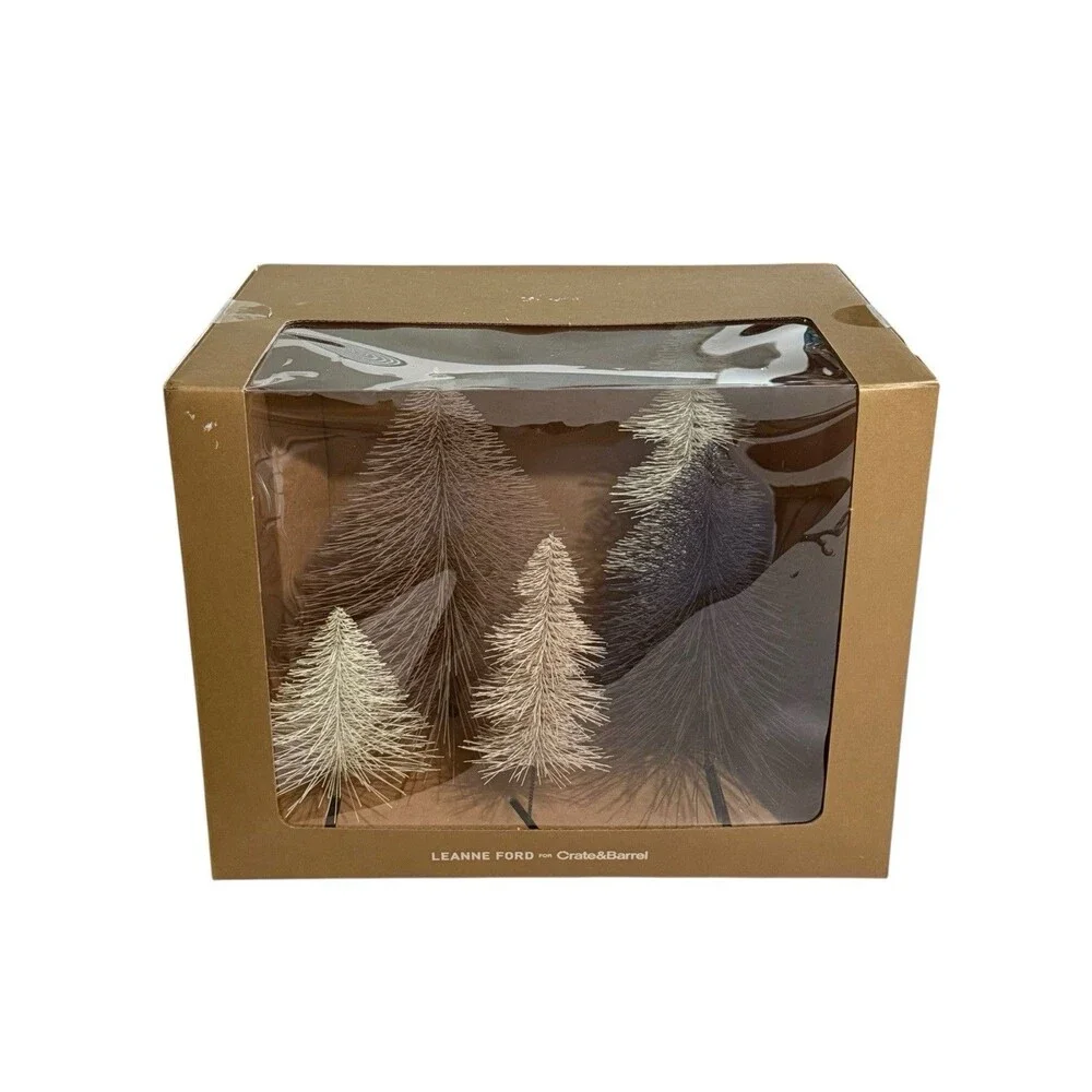 New Crate and Barrel  Christmas by Leanne Ford, Bottle Brush trees (Set Of 5)